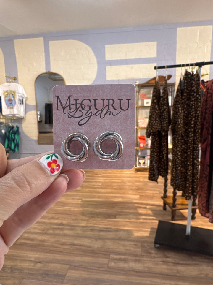 Miguru Bydm Gold & Silver Stud Earrings