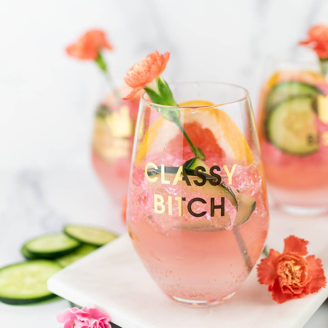 Classy Bitch Stemless Wine Glass