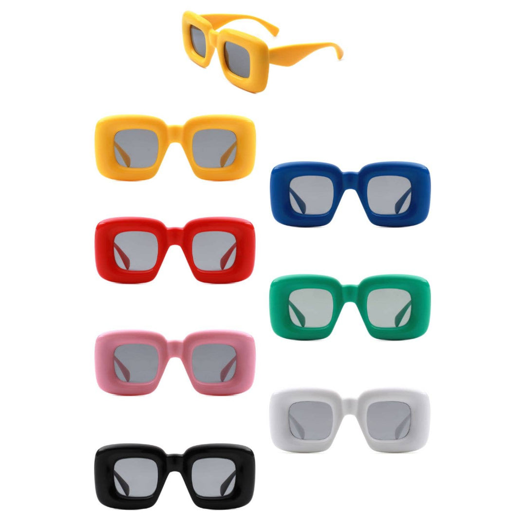 Square Chunky Frame Fashion Sunglasses - Green