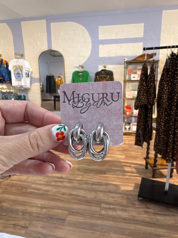 Miguru Bydm Gold & Silver Hoops Earrings