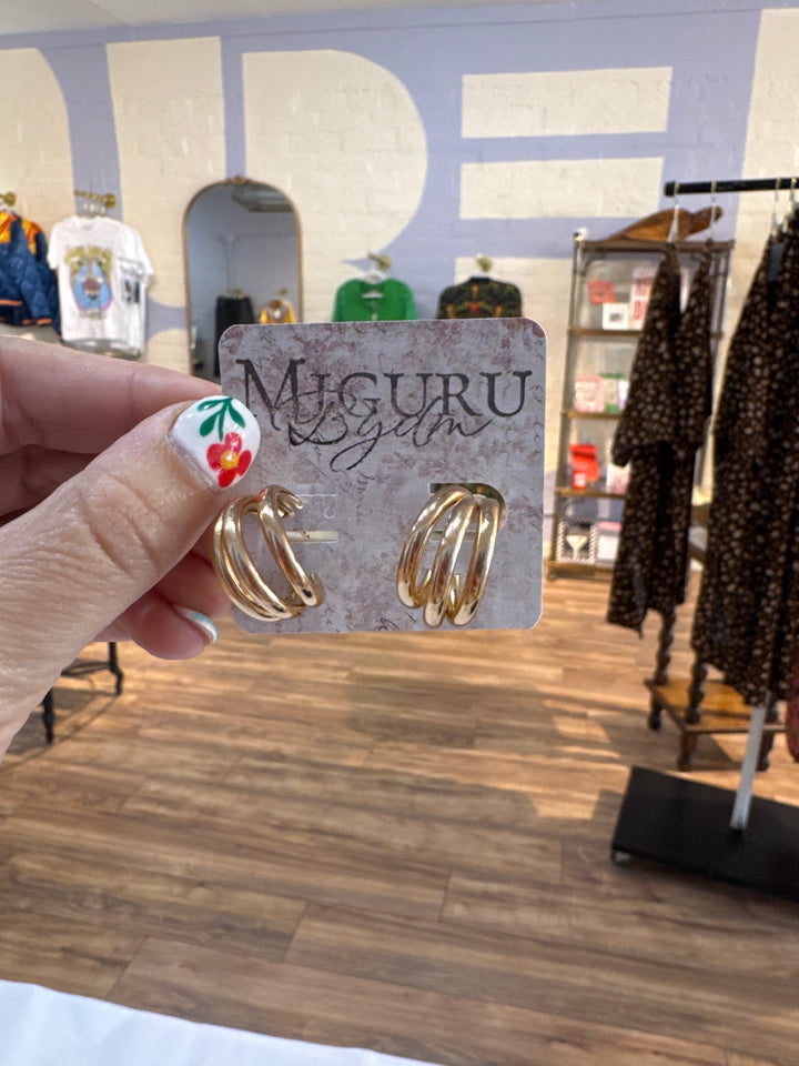 Miguru Bydm Gold & Silver Hoops Earrings