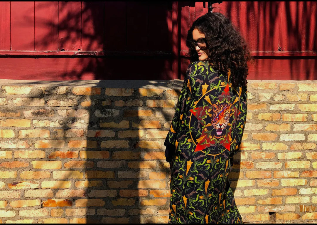 Hollywood Vine Kimono Black
