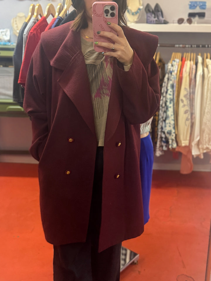 Vintage Yih Tay Wool Coat – Burgundy Classic