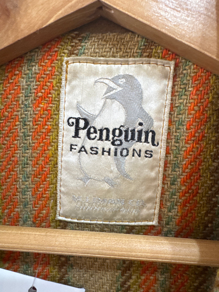 Vintage 1960s Penguin Fashions Wool Coat – Camel with Striped Lining