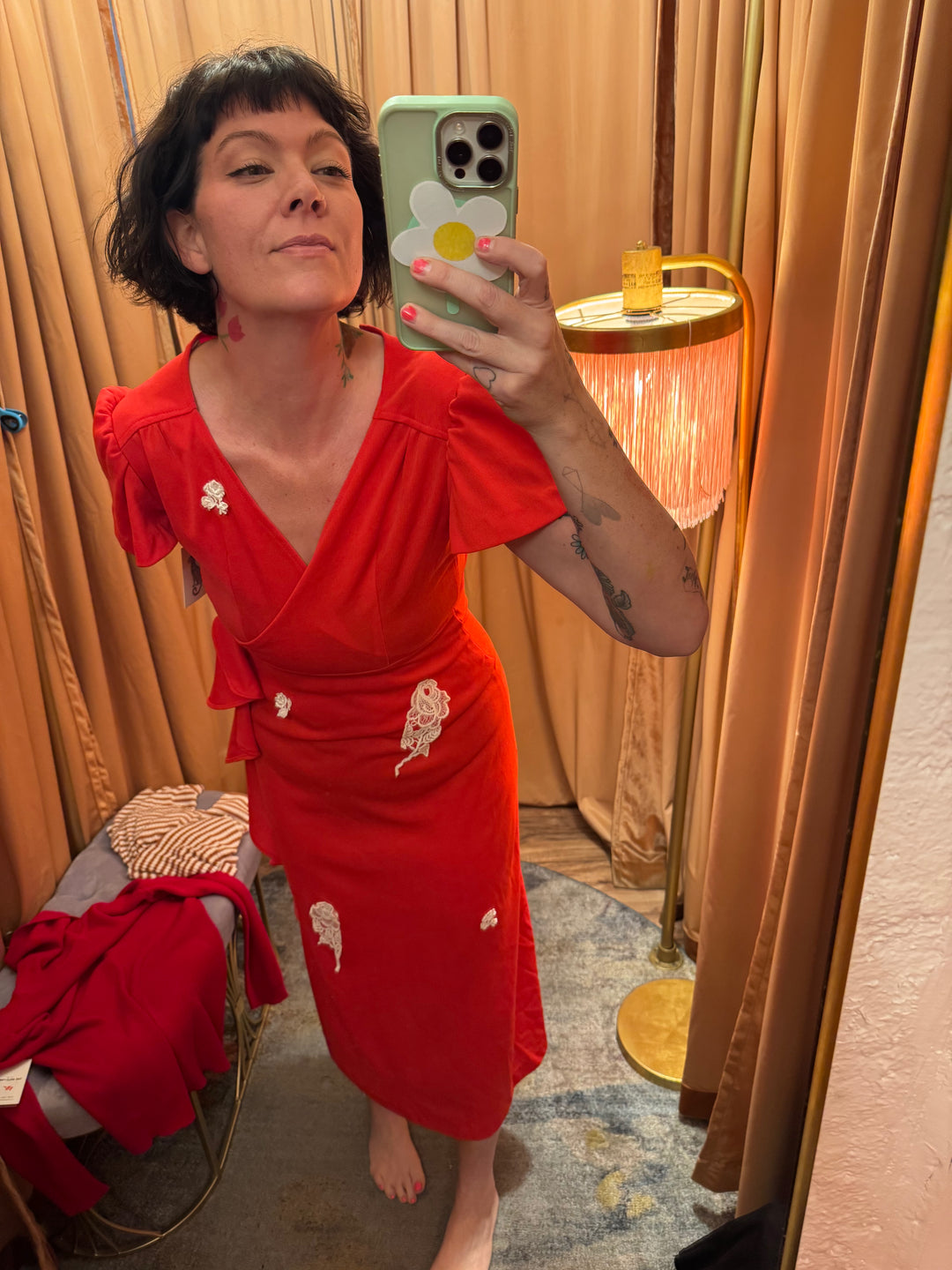 Vintage Scarlet Rose Wrap Dress