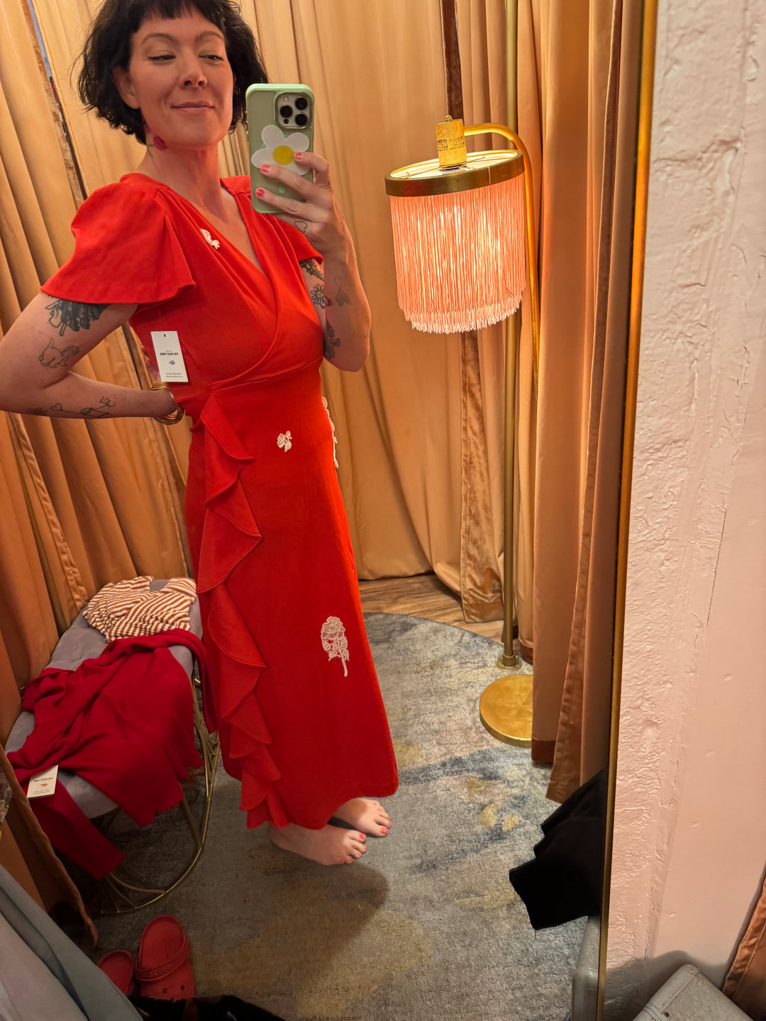 Vintage Scarlet Rose Wrap Dress