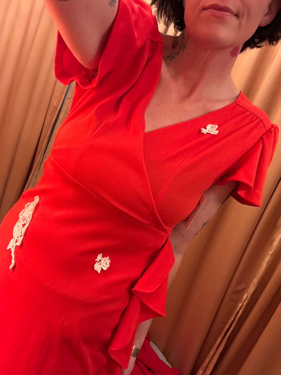 Vintage Scarlet Rose Wrap Dress