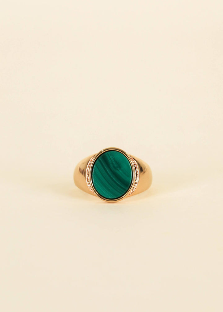 Gold Rings - Malachite Signet