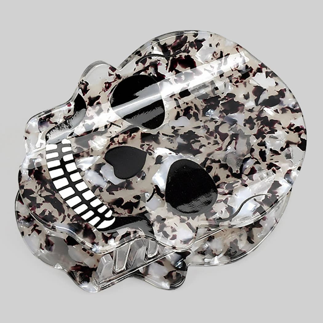 MARBLED ACRYLIC SKULL HAIR CLIP