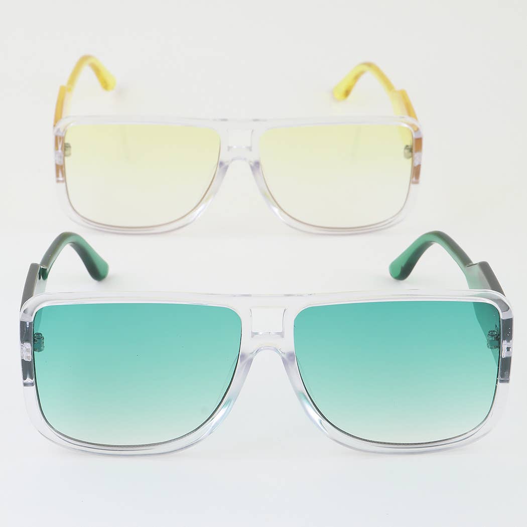 Bright Straight Aviator Block Sunglasses