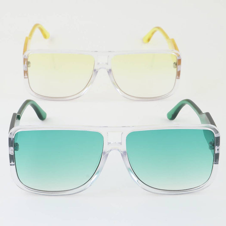 Bright Straight Aviator Block Sunglasses
