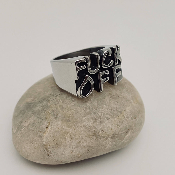 Silver Fuck Off Stainless Steel Ring
