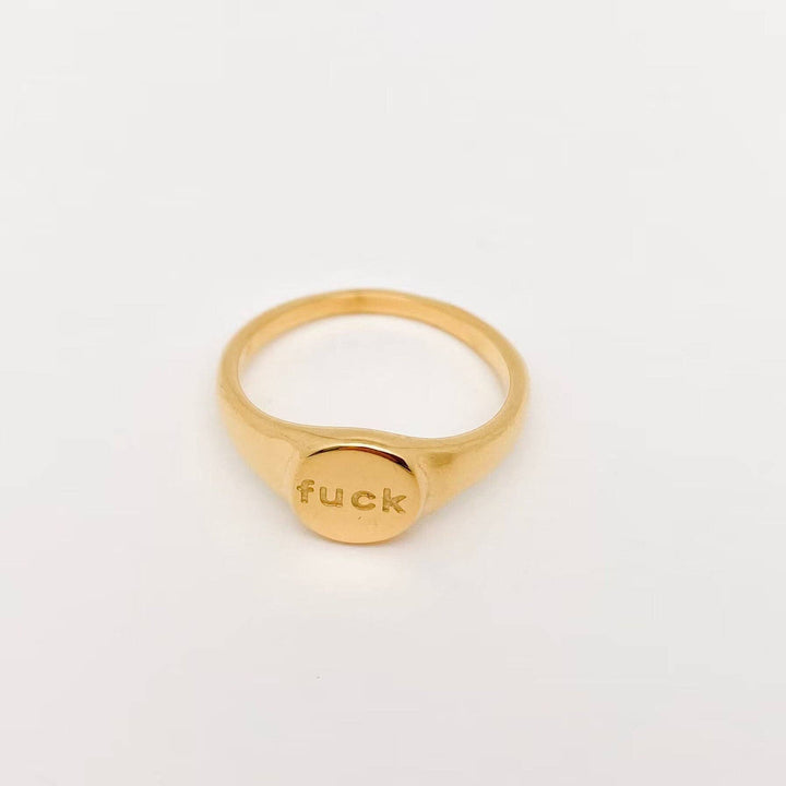 "fuck off"18K Gold Plated Stainless Steel Ring