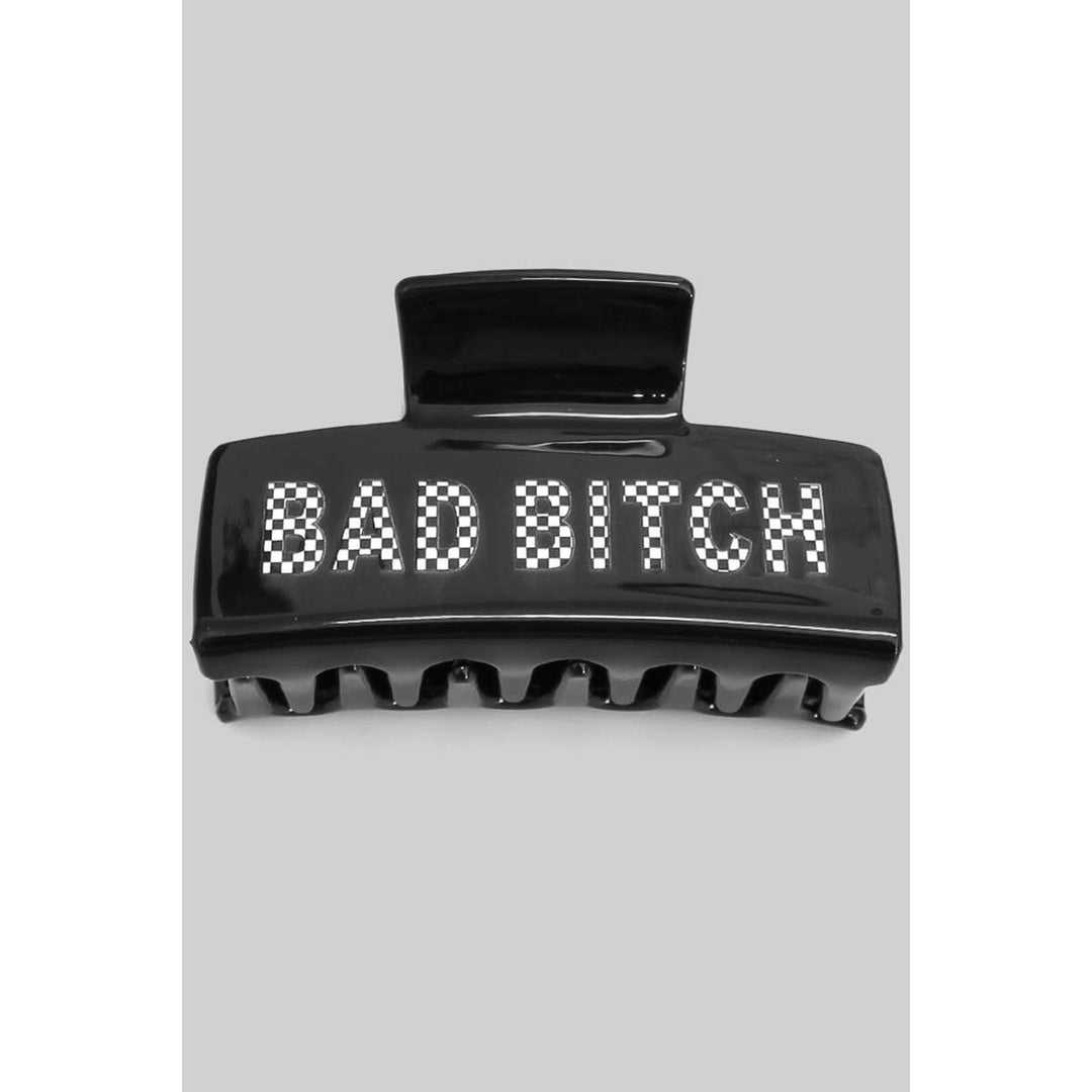 CHECKER BAD BITCH ACRYLIC HAIR CLIP