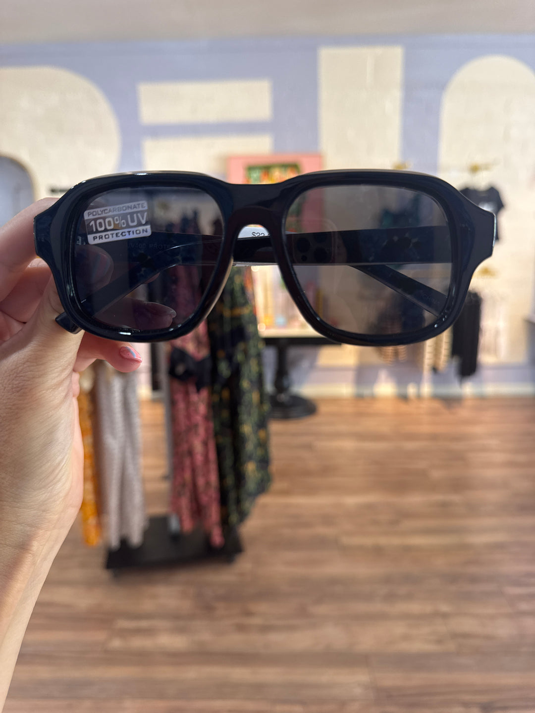 Thick Frame Aviator Sunglasses - Black