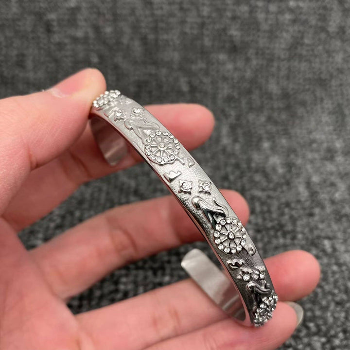 Tarot Style 18K Gold Plated S.Steel Cuff Bangle - FGS/MS