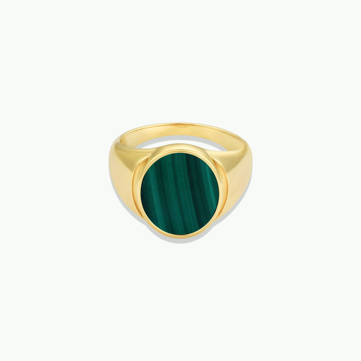 Gold Rings - Malachite Signet
