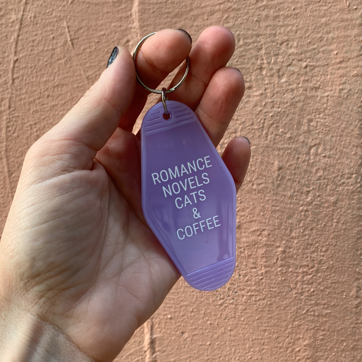 Romance Novels Cats & Coffee Motel Keychain