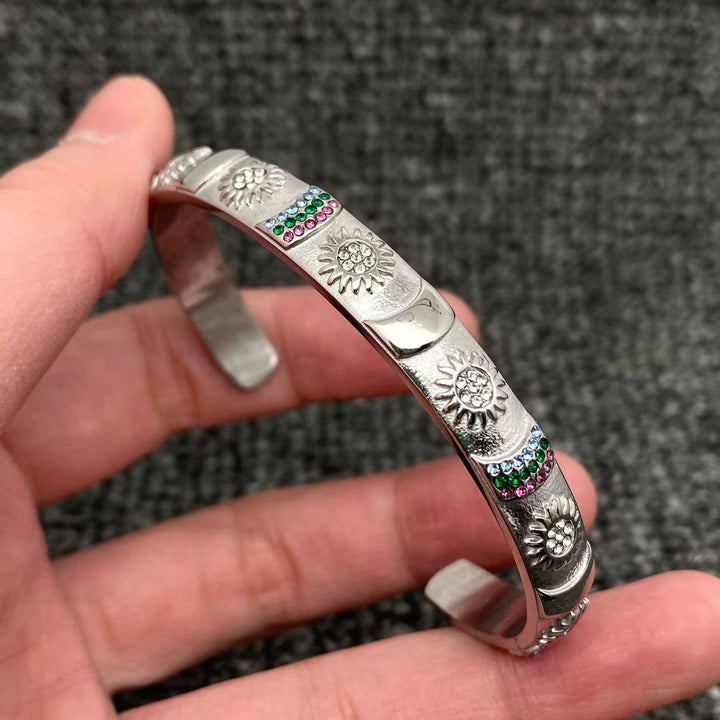 Tarot Style 18K Gold Plated S.Steel Cuff Bangle - FGS/MS