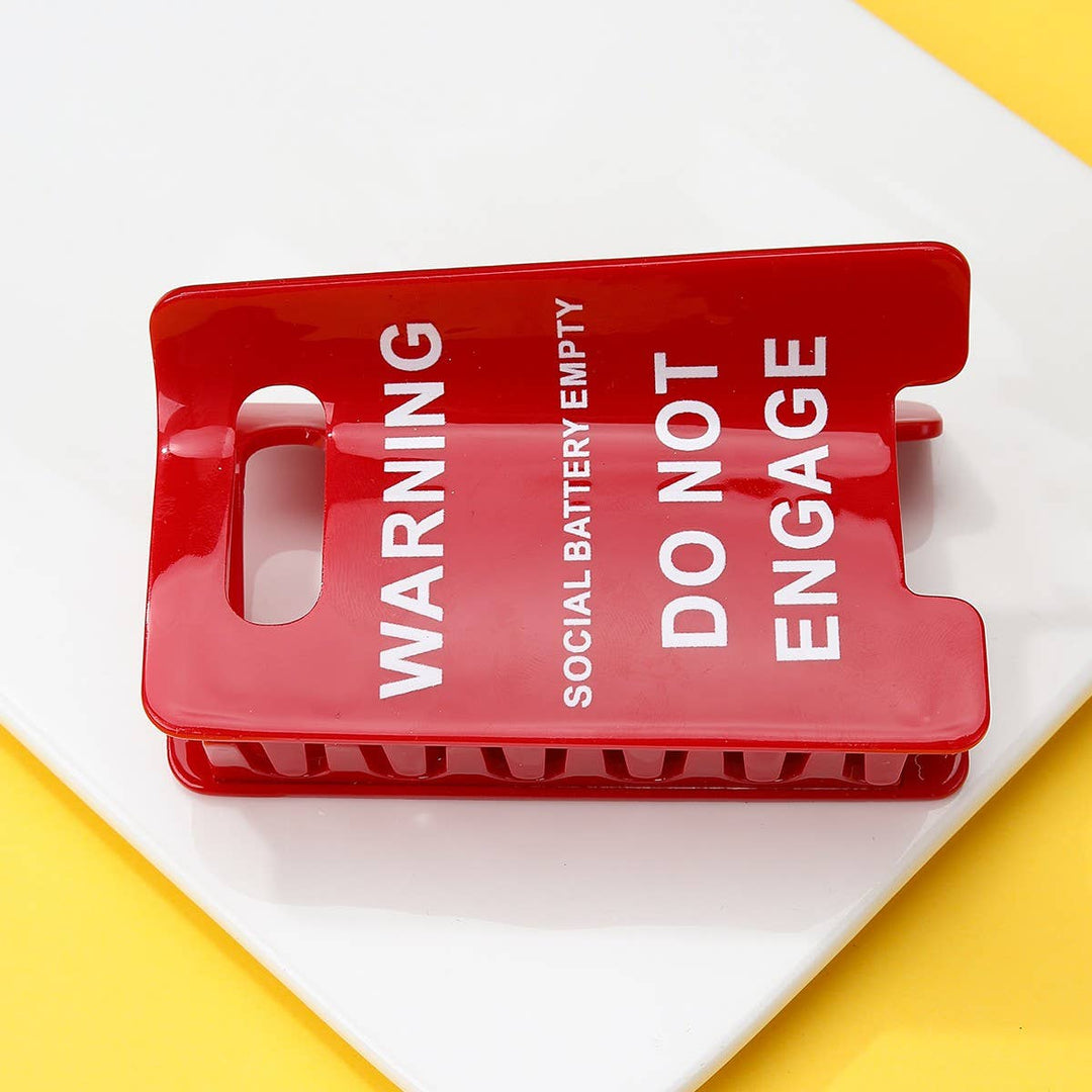 Funny Caution Sign Hair Claw Clip