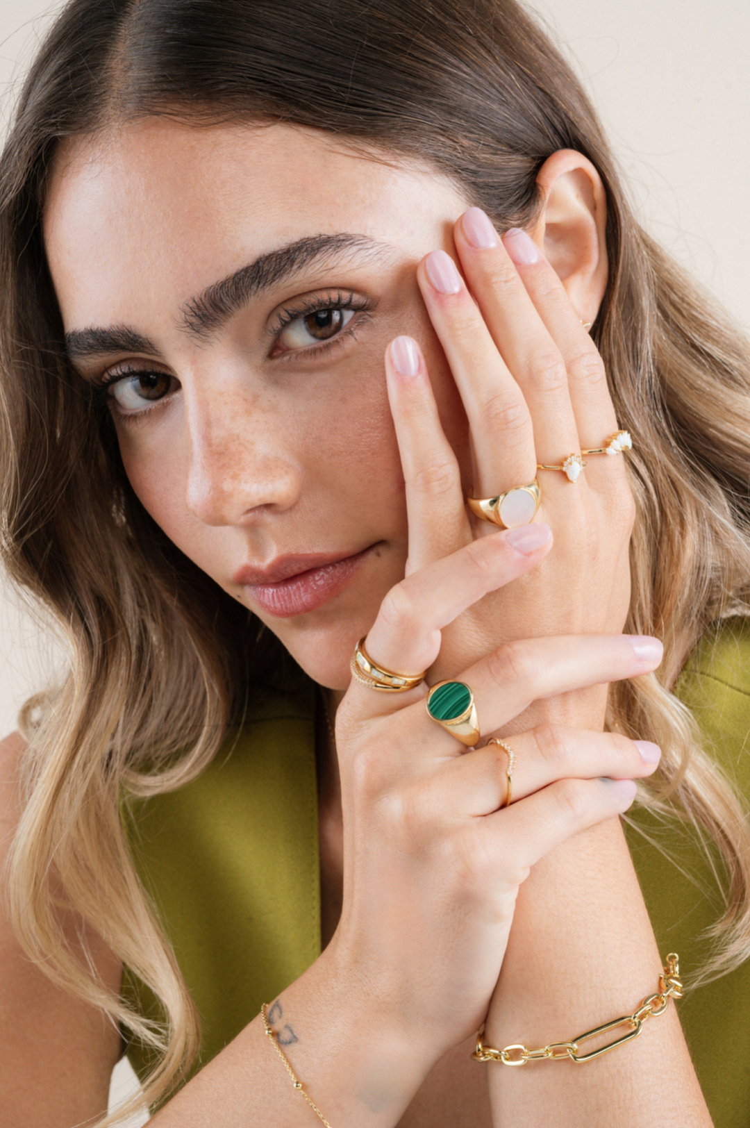 Gold Rings - Malachite Signet