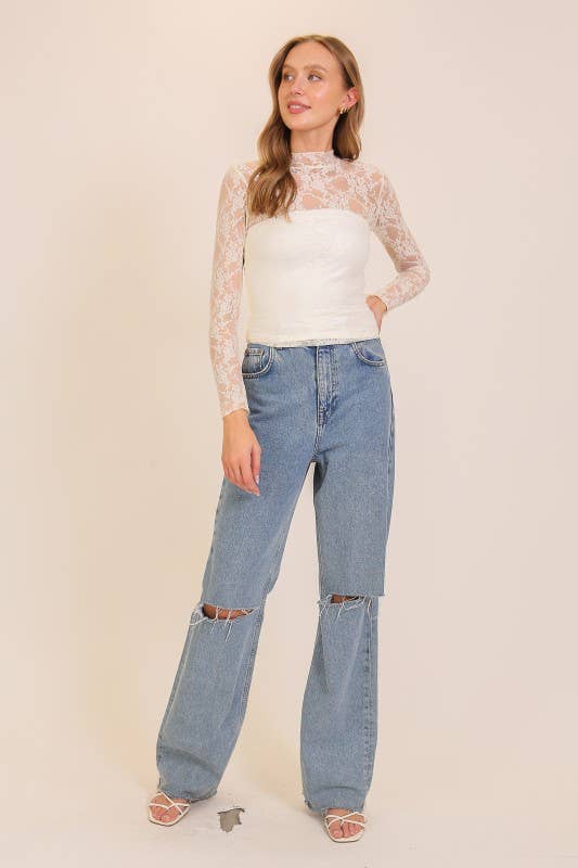 Layer Me Lace High Neck Top