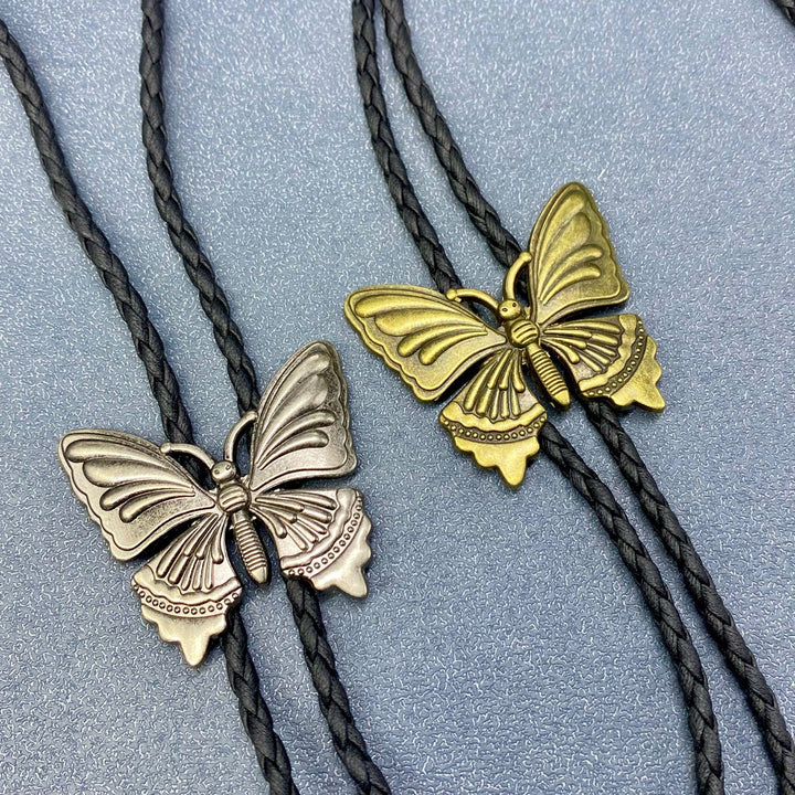 Butterfly Charm Artificial Leather Poirot Rope Necklace