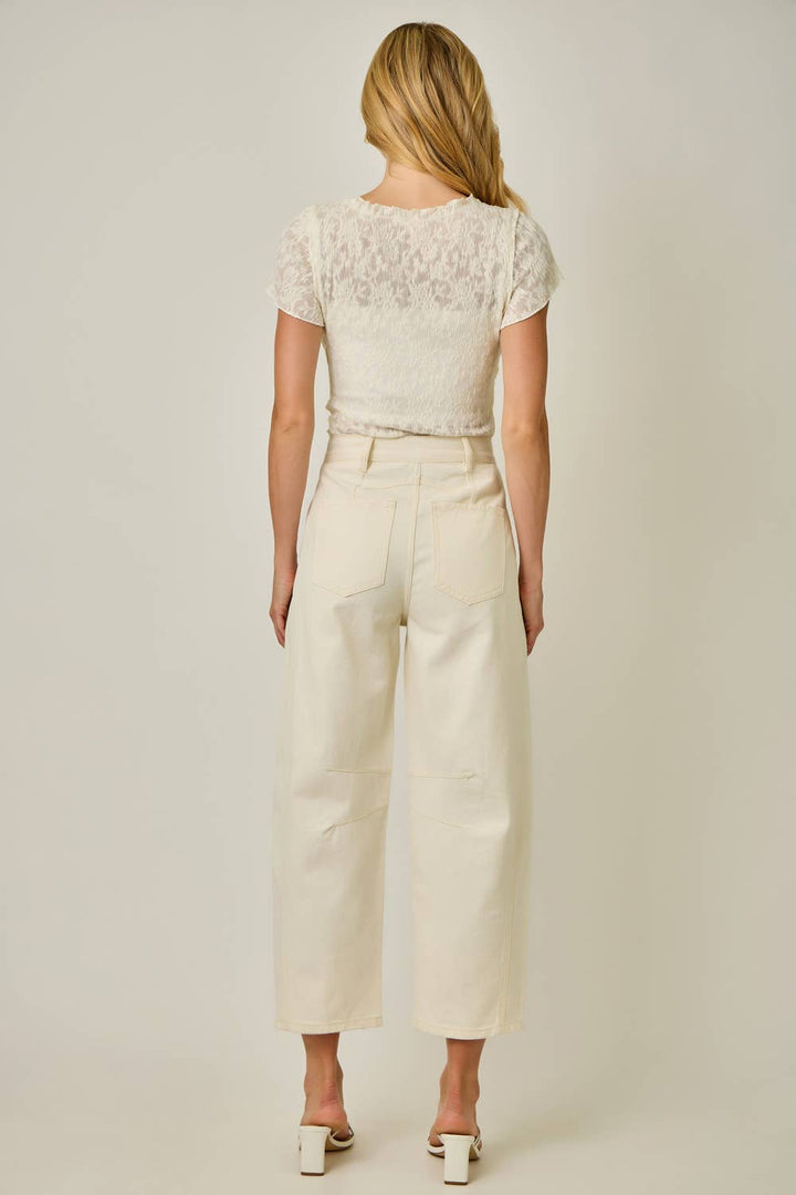 Pearl Embellished Barrel Jeans