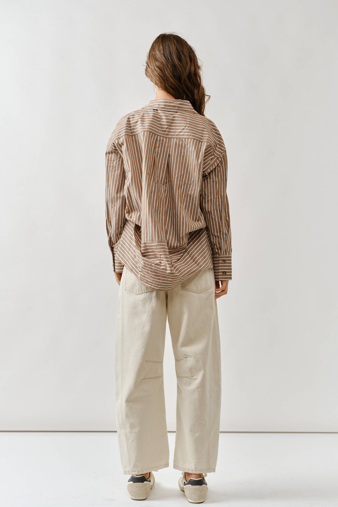 Embroidered Cotton Barrel Pants