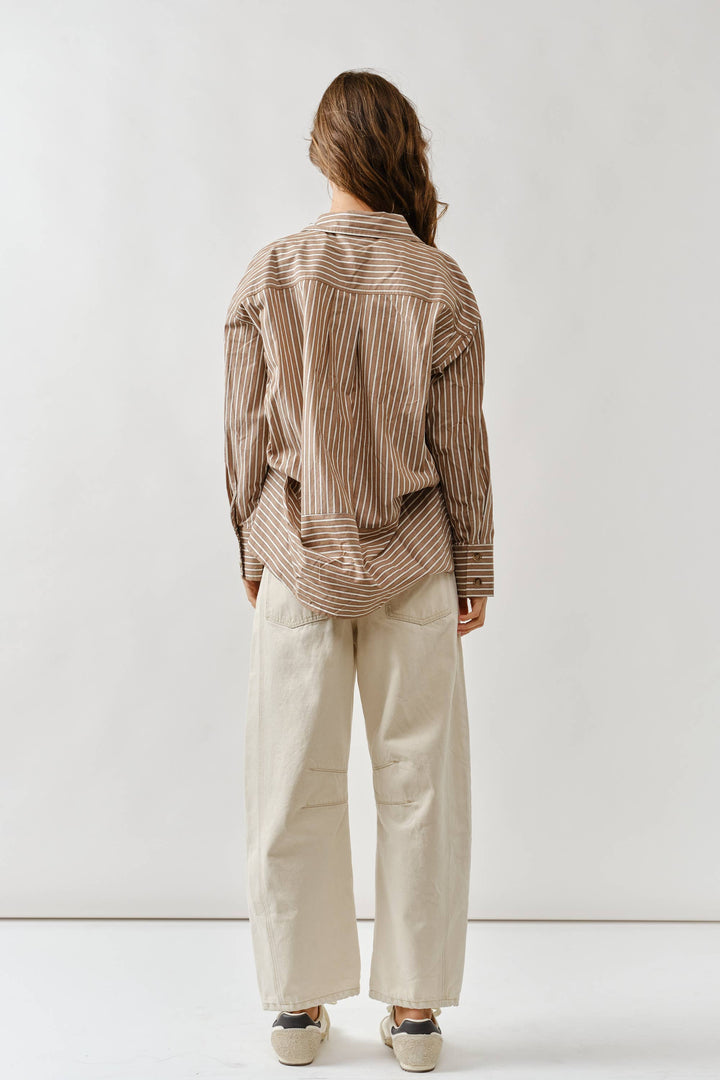 Embroidered Cotton Barrel Pants