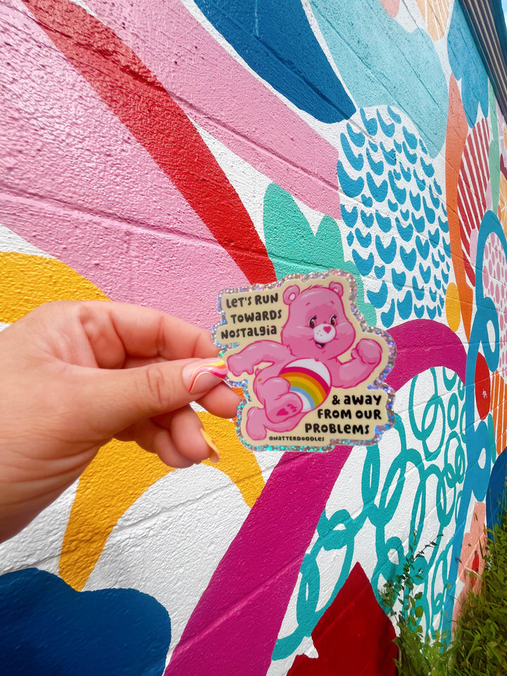 Let's Run Towards Nostalgia Care Bear 1980s Sticker