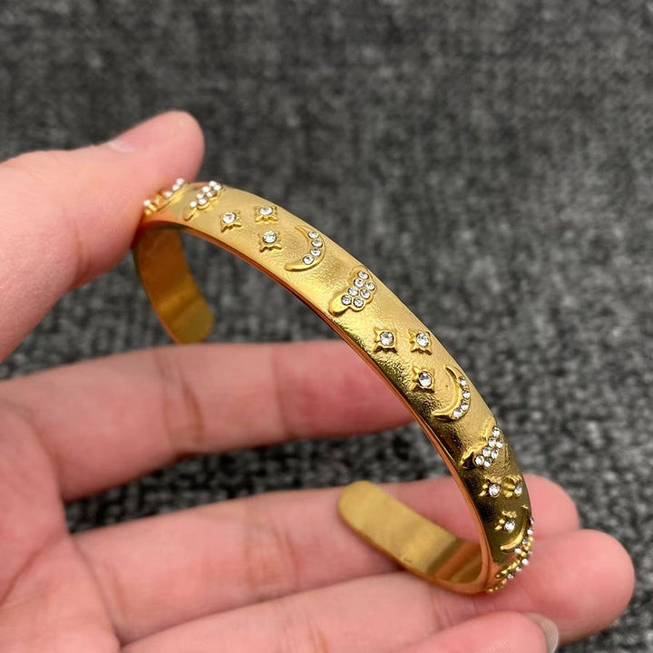 Tarot Style 18K Gold Plated S.Steel Cuff Bangle - FGS/MS