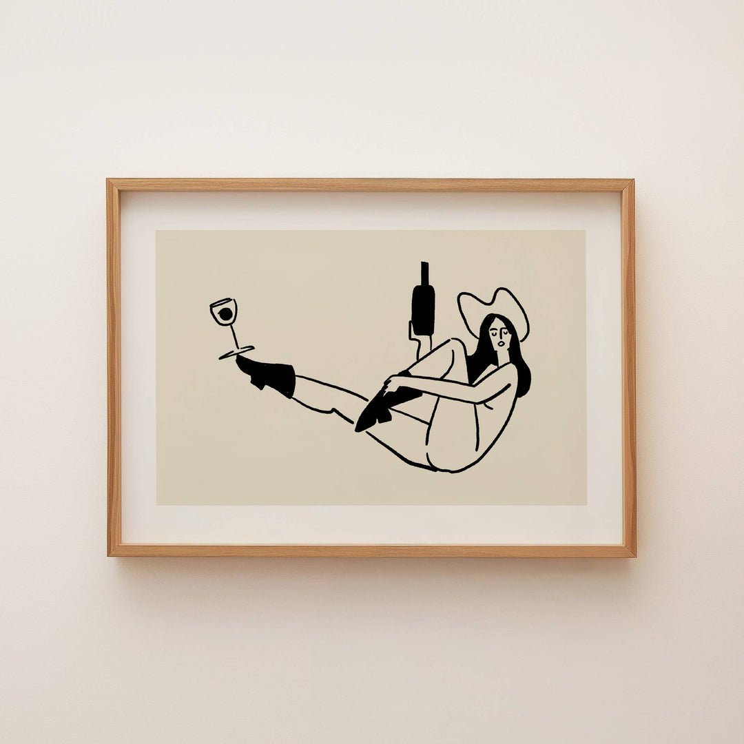 "Balance" Yoga & Wine Cowgirl Minimal Western Wall Art
