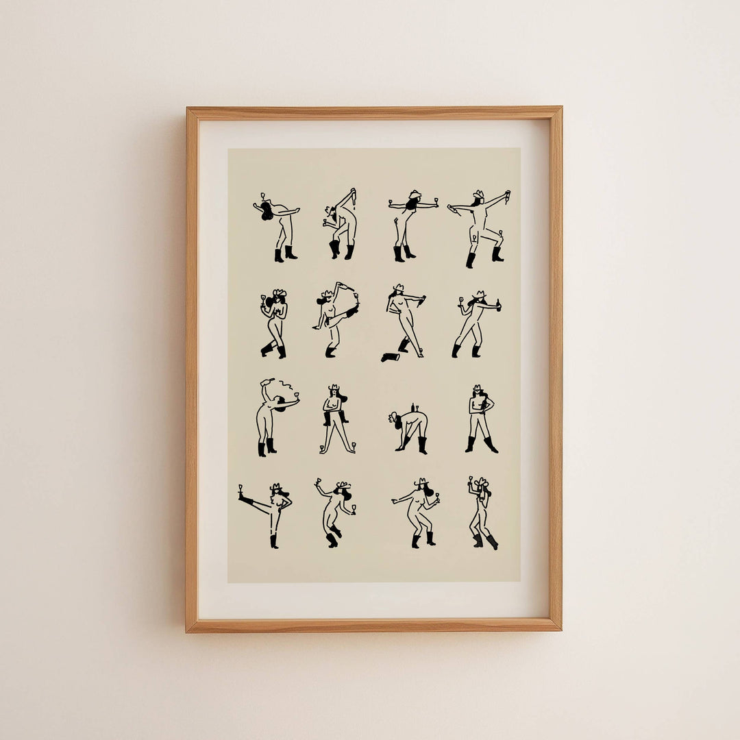 Wine Dancing Cowgirl Art Print