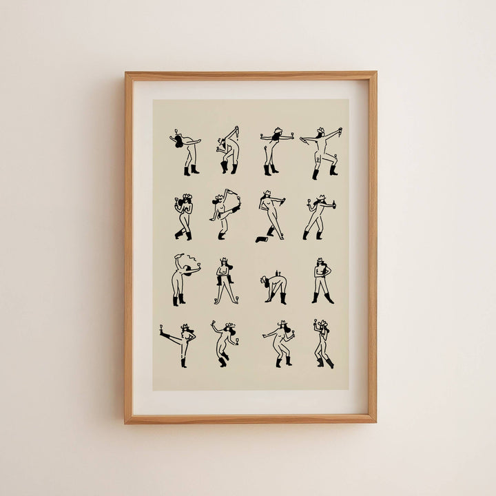 Wine Dancing Cowgirl Art Print