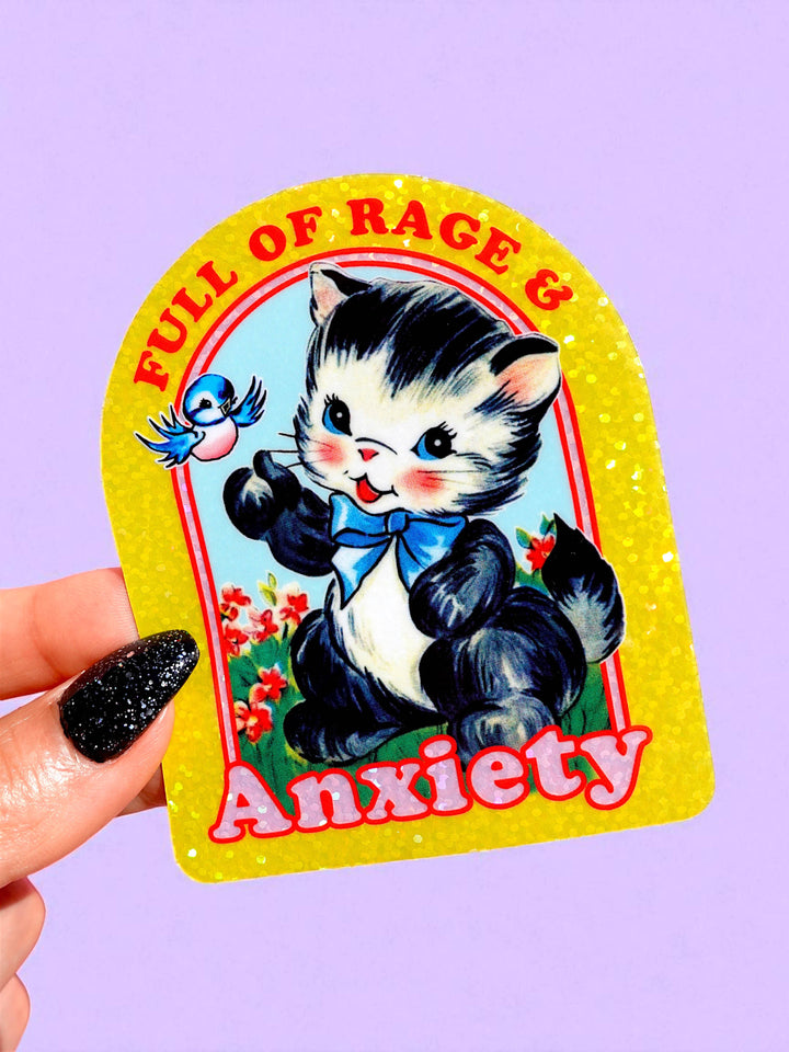 Full of Rage & Anxiety Cat Sticker