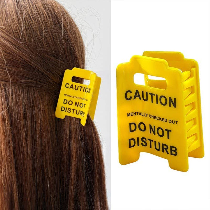 Funny Caution Sign Hair Claw Clip
