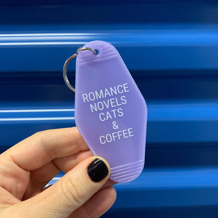 Romance Novels Cats & Coffee Motel Keychain