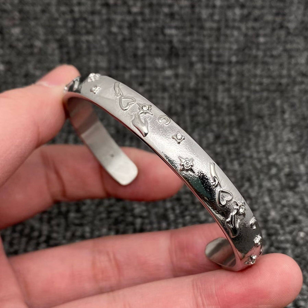 Tarot Style 18K Gold Plated S.Steel Cuff Bangle - FGS/MS