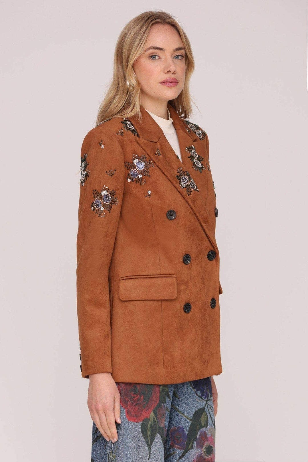 Embellished Faux Suede Blazer | Avec Les Filles