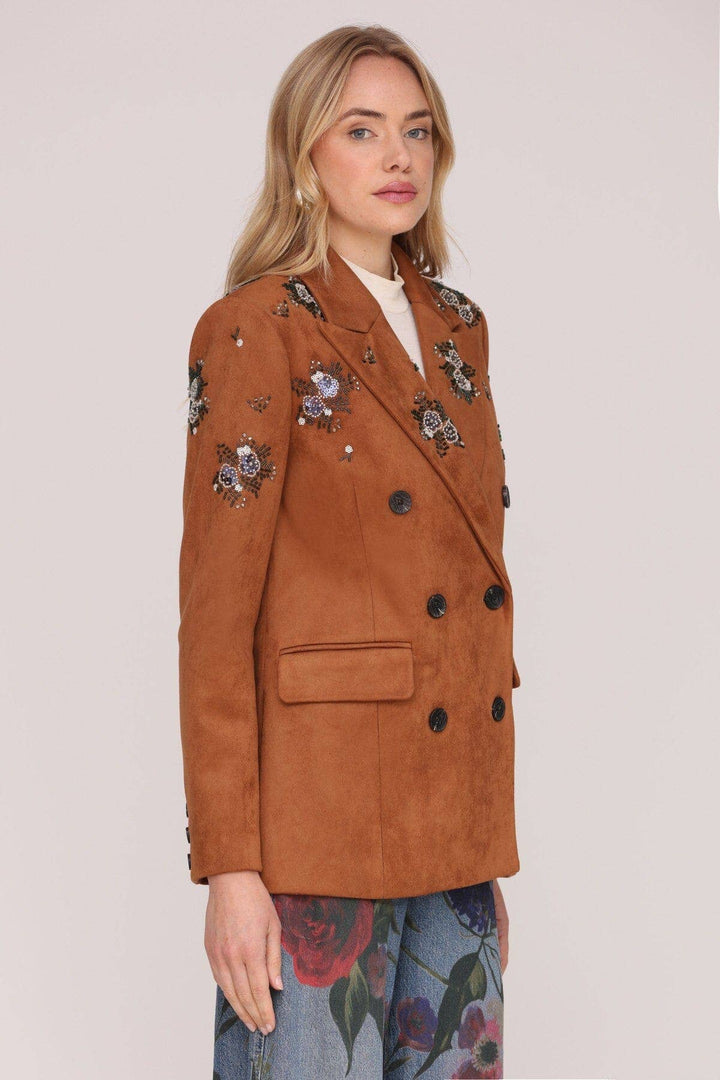 Embellished Faux Suede Blazer | Avec Les Filles