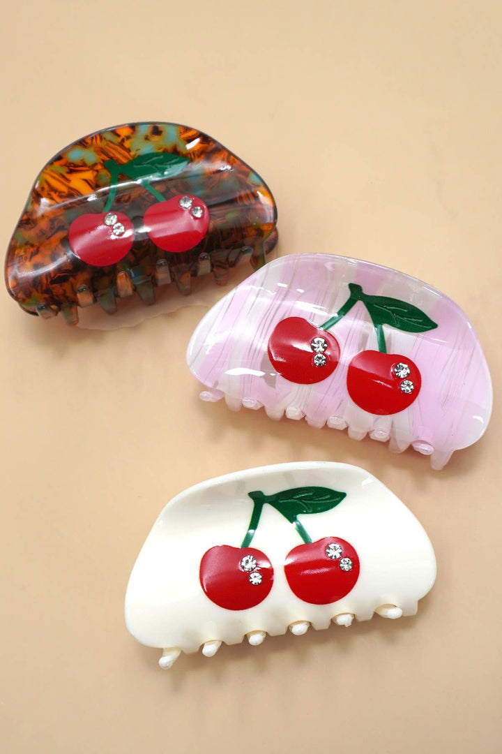 CHERRY OVAL HAIR CLAW CLIP