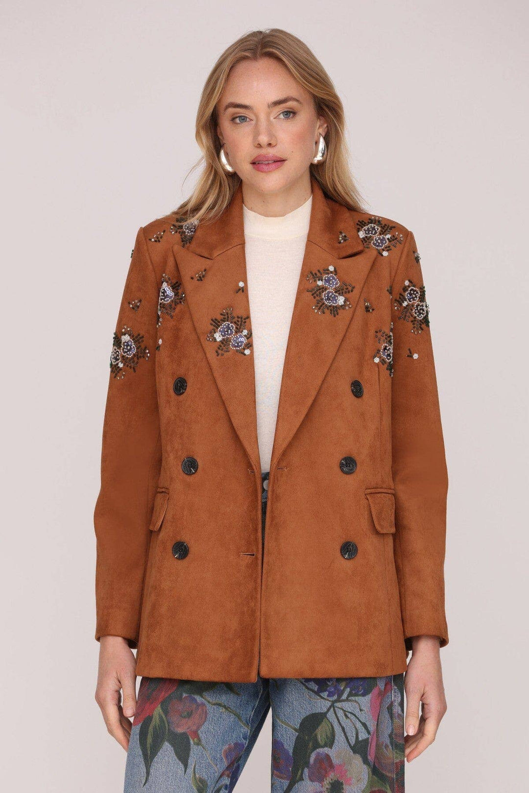 Embellished Faux Suede Blazer | Avec Les Filles