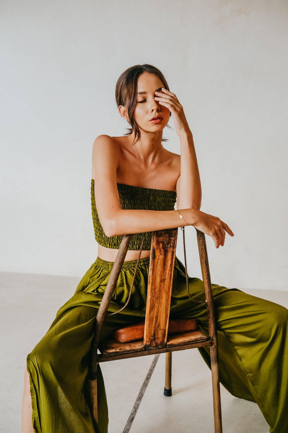 Judith Pants With Tube Top in Olive - For the love, LV