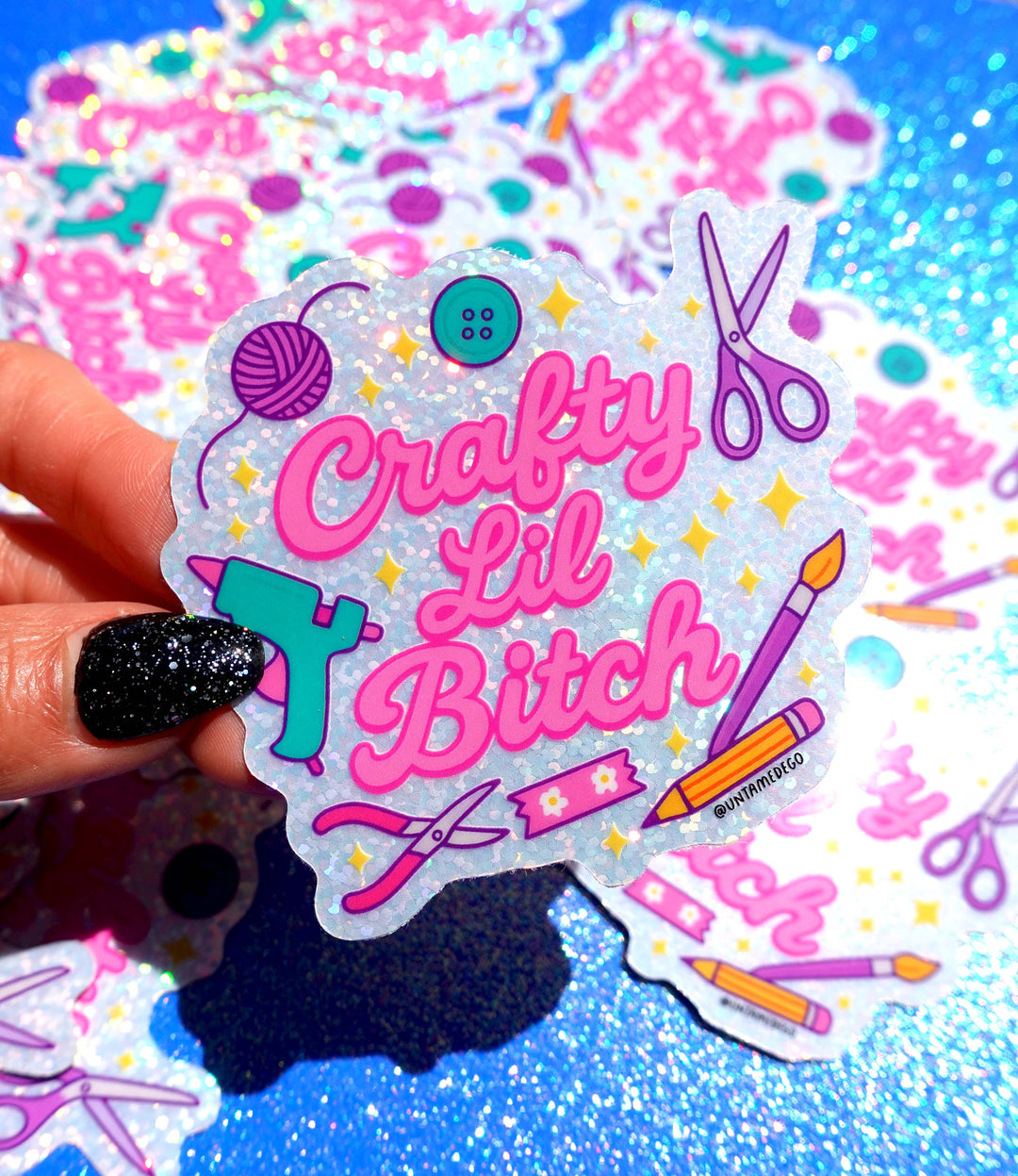 Crafty Lil Bitch Glitter Sticker