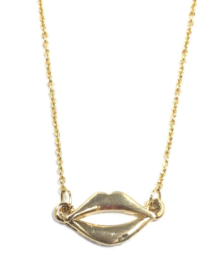 Gold Lips Pendant Necklace