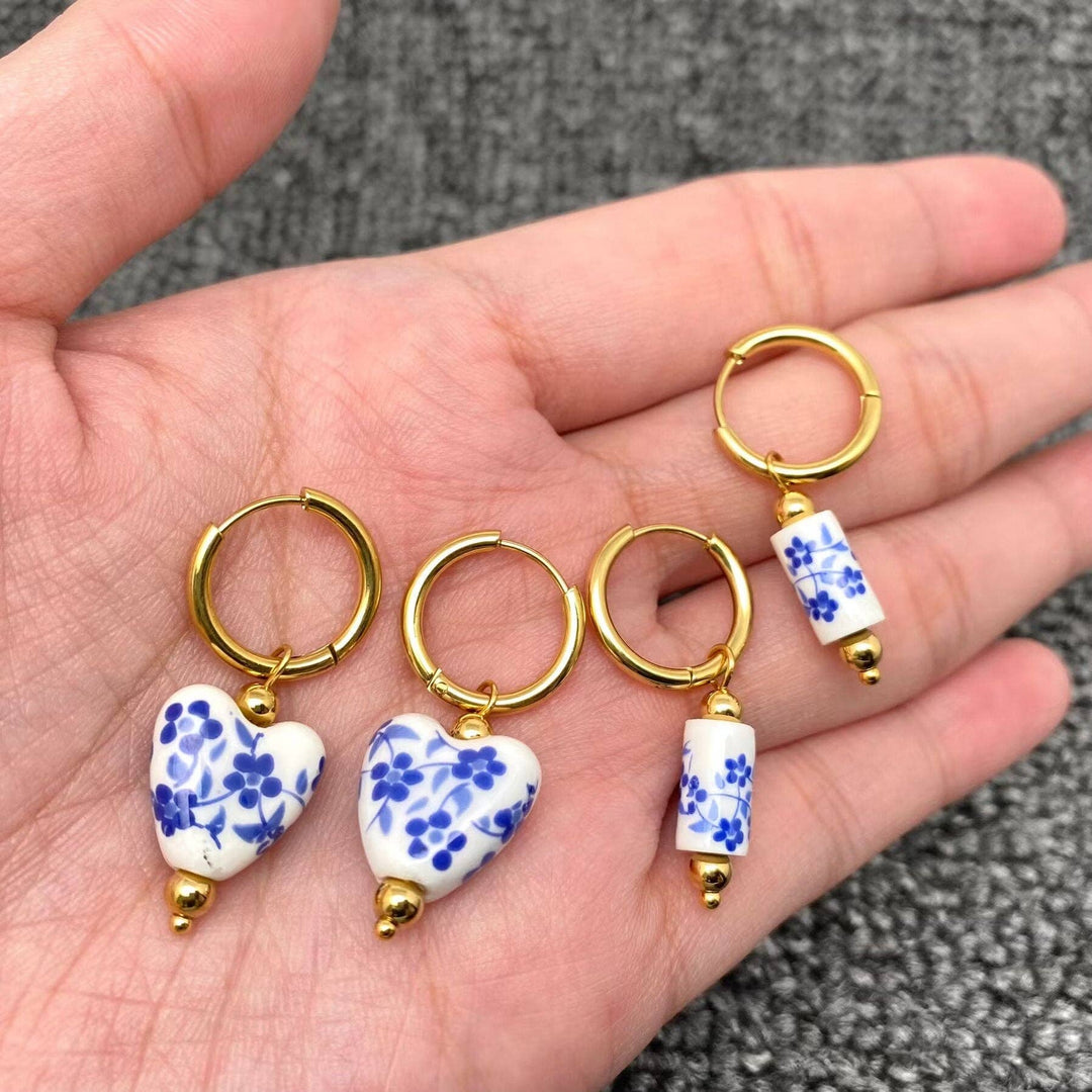 Blue and White Porcelain Earrings