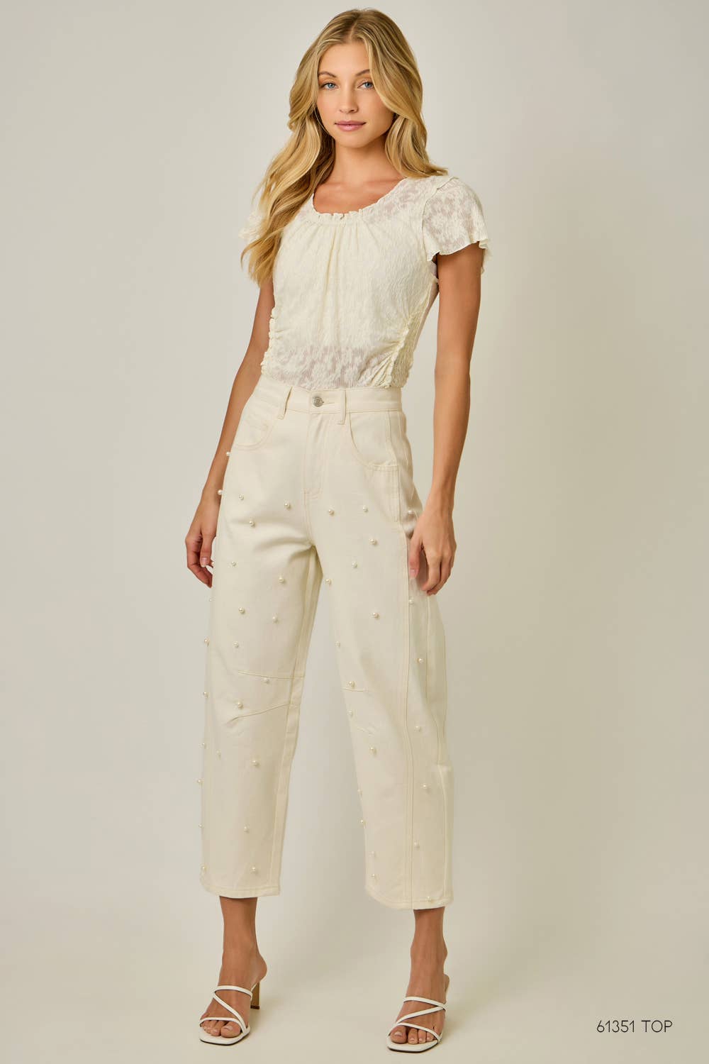Pearl Embellished Barrel Jeans