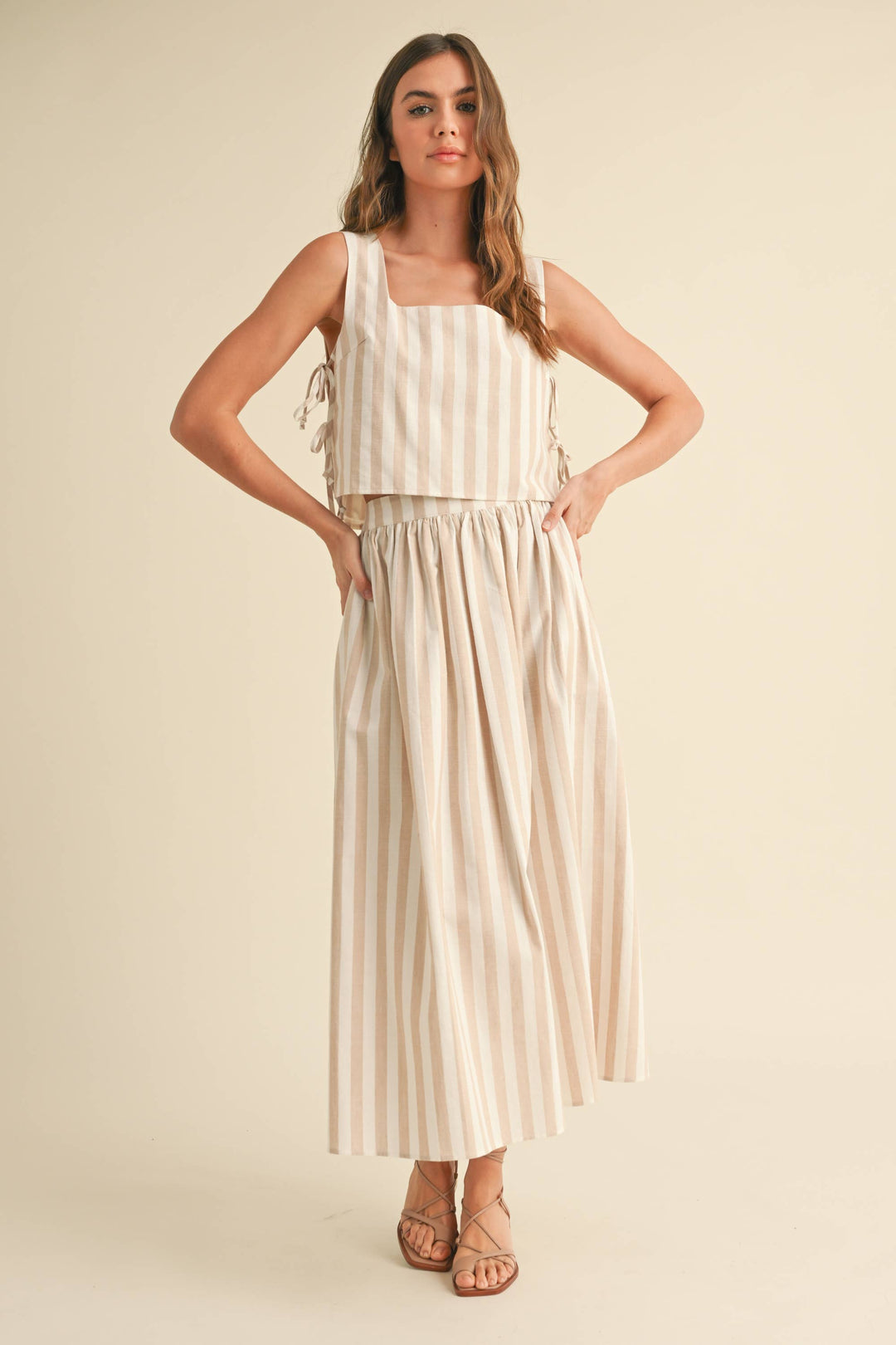 Striped Tie Side Top