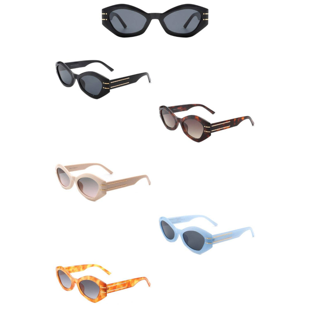 Geometric Oval Slim Fashion Round Cat Eye Sunglasses